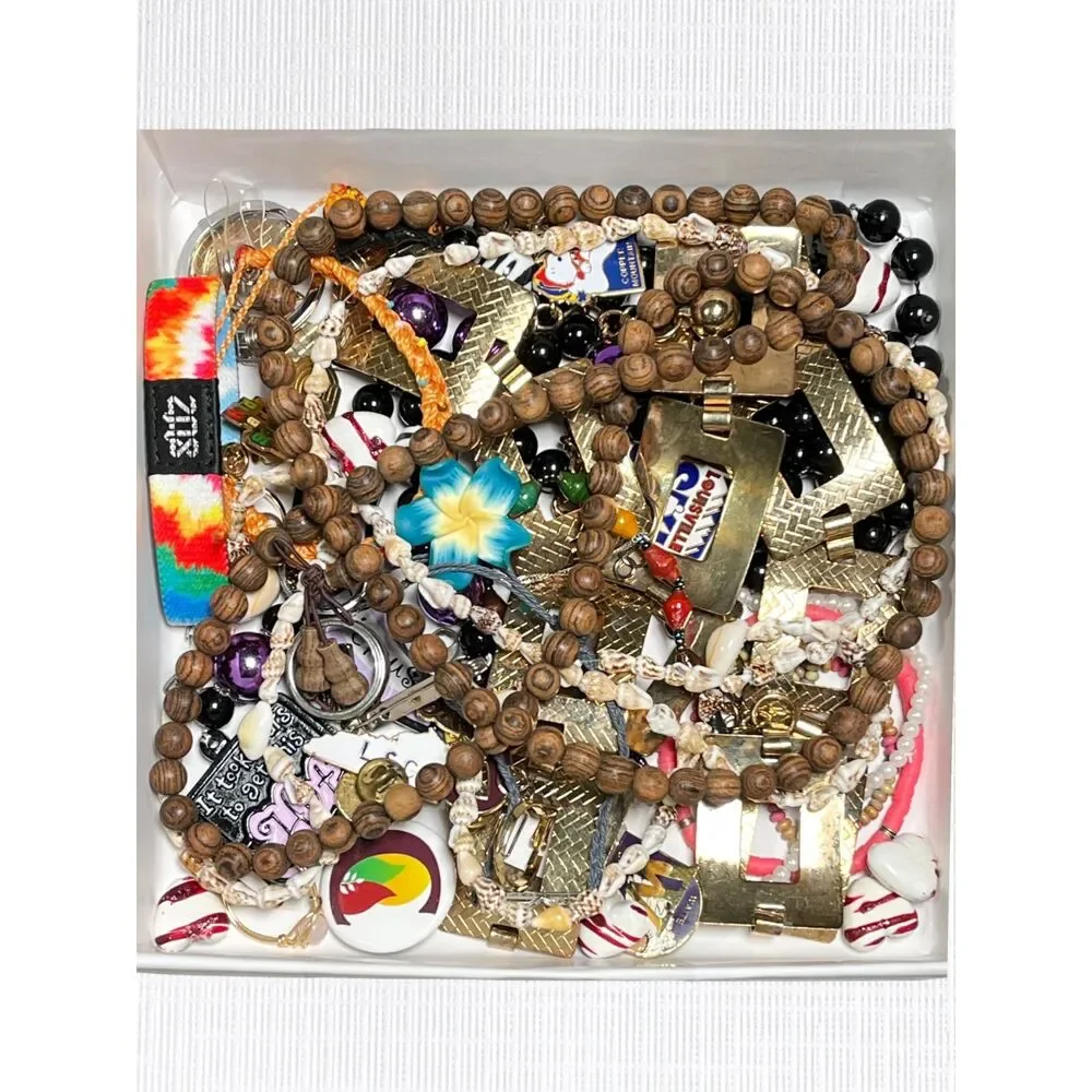 VTG - Now Repurpose Craft Jewelry Lot Beads Parts Harvest Junk Drawer Box 1#13